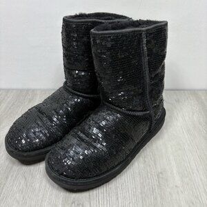 UGG Women’s Classic Black Short Sequin Boots Size 8
